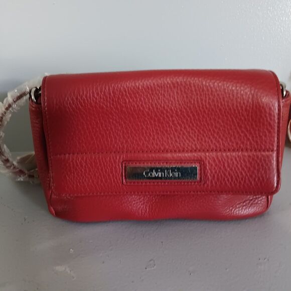 Handbags - Calvin Klein shoulder bag leather  red
